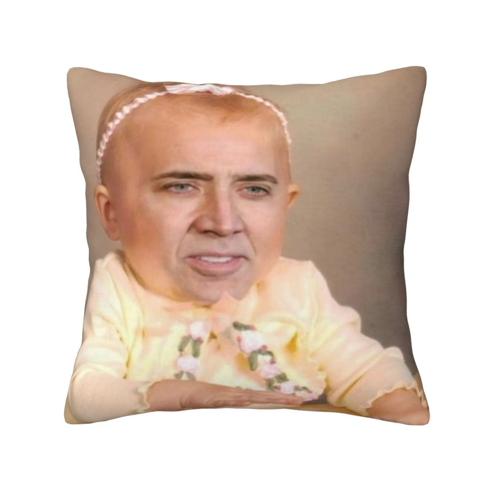 Cute Nicolas Cage Baby Girl Throw Cushion Pillow Cover Nicolas Cage Funny Nic Cage Nicholas Cage Nick Cage Con Air Actor Memes