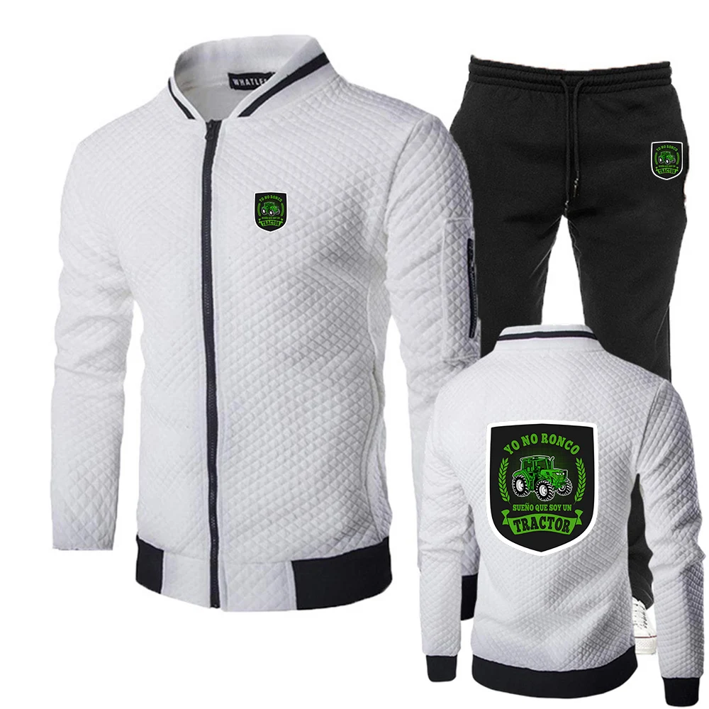 Yo No Ronco Sueño Que Soy Un Tractor Print 2025 Spring And Autumn Man's Fashion Slim Fit Sets Zipper Jacket +Long Pants Suit