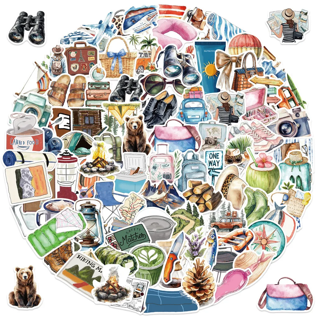 

100 Pieces Watercolor Aesthetic Art Cartoon Graffiti Stickers - Waterproof DIY Decor for Guitars RecordingYourLife Store