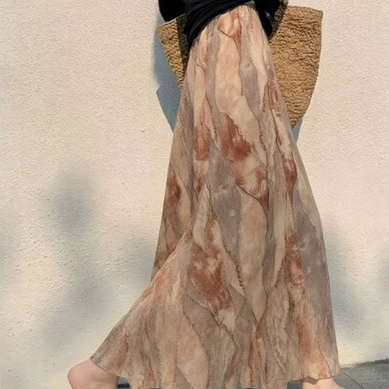 

2026 New Elegant Spring/Summer High Waist Style Irregular Cutting Printed Half Skirt for Women