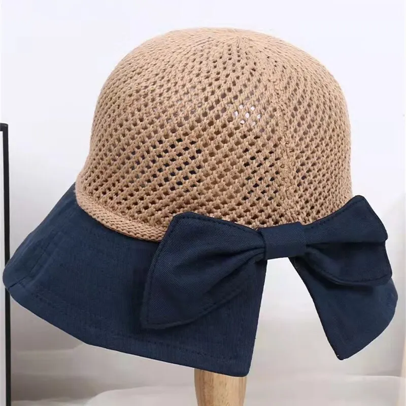 New Sunscreen Hat In Spring And Summer Children\'s Fashion Bucket Hat Folding Bow Sun Hat Sunscreen Hat