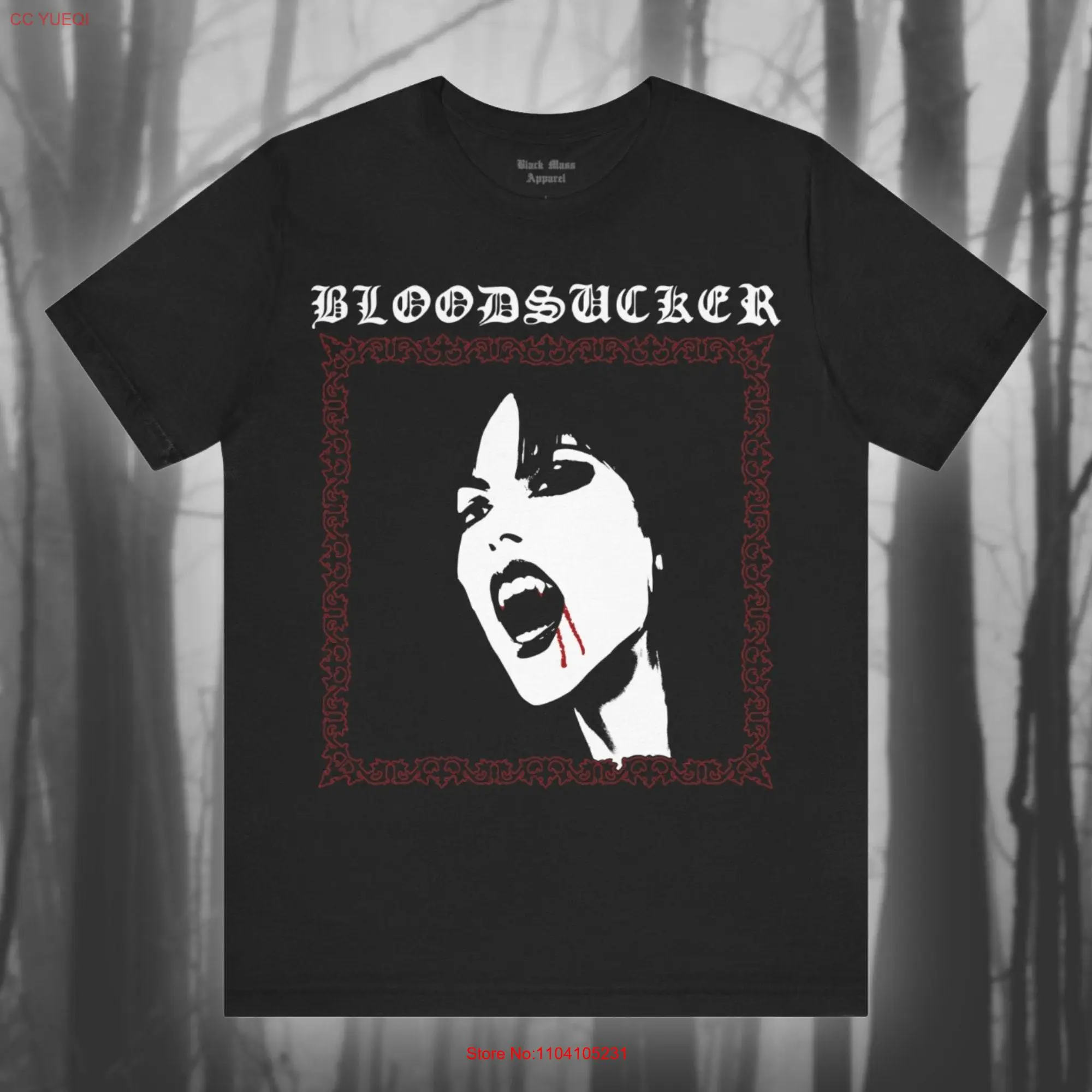 BLOODSUCKER Female Vampire T shirt Creepy Art Gothic Dark Goth Fashion Dracula Vampyre  long or short sleeves