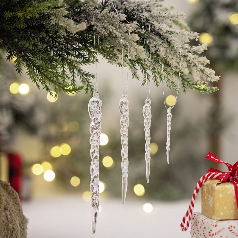 5/12 pezzi albero di Natale simulazione ghiacciolo striscia di ghiaccio ciondolo decorazione ghiacciolo acrilico vacanze festive ornamenti natalizi a goccia