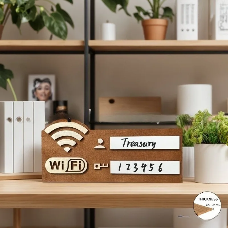 1pc Vintage Wall-Mounted Wireless Network Indicator Plaque, Rustic Wooden WiFi Password Sign,Multi-Purpose Home Decor Accessory
