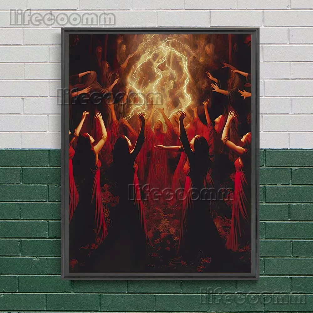 Witchy Gift For Her Satanic Gallery Vintage Wall Art Canvas Painting Pagan Wicca And Gothic Folk Art Poster And Print Home Decor