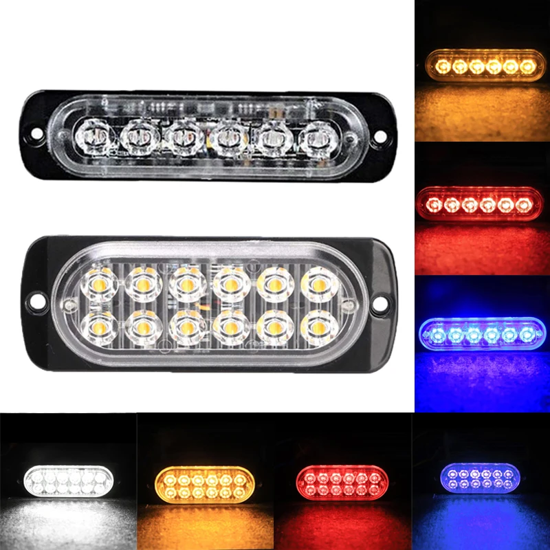 

6 LED Car Warning Light Breakdown Emergency Light Police Lights 12V 12smd LED Constant Warning Light Trailer Rear Side Lamp