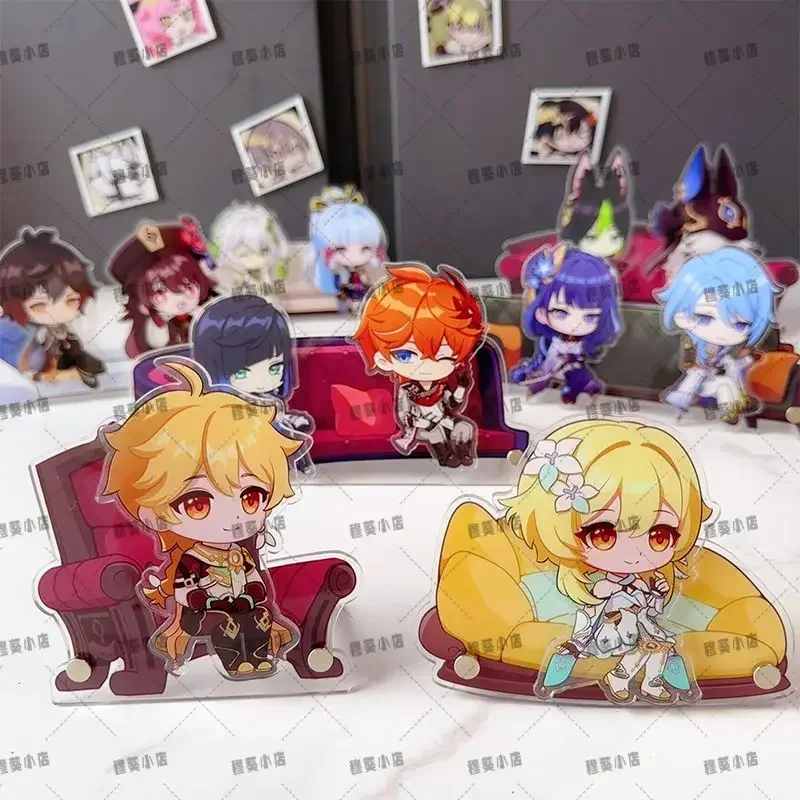 MiHoYo Genshin Impact Preview Live Broadcast Guest Or Host Magnetic Sofa Sitting Character Acrylic Fridge Sticker Desk Ornament