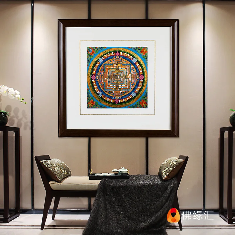 Tangka wall art Living room entrance decoration painting Nepal Natural Mineral Pigment Hand-Painted Gold-Plated Mandala Thangka