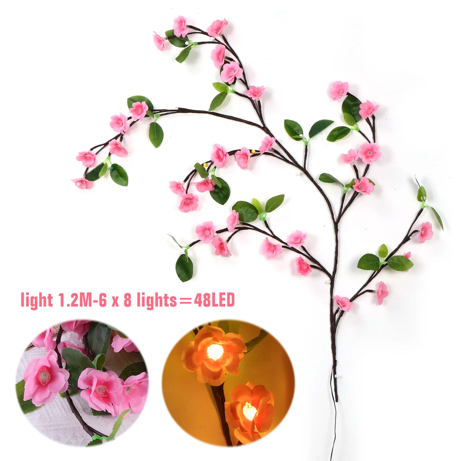 

Cherry Blossom LED Branch Light with Remote Control Enchanted Vine Light USB Plug In Cluster Lights 8 Light Modes for Home Decor