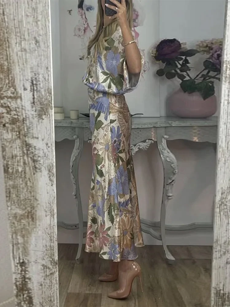 Conjunto de falda estampada para mujer, camisas de media manga con cuello en V y una botonadura, faldas de cintura holgada, traje de fiesta para mujer de verano