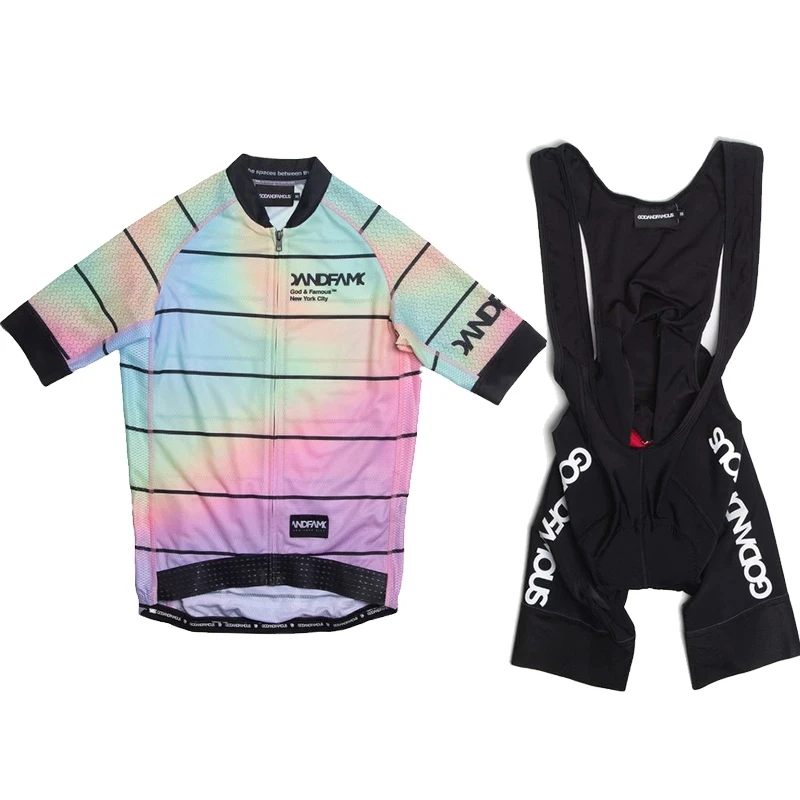 Godandfamous Racing Team Riding Kit Summer Short Sleeve Men's Outdoor Road Riding Sports Kit Bike Mtb cclismo masculino Cycling