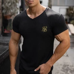 2024 NEW Sik Silk T Shirt Men Summer Short Sleeve Compression T shirt Mesh Tops luźna koszulka Odzież męska Moda sportowe t-shirty