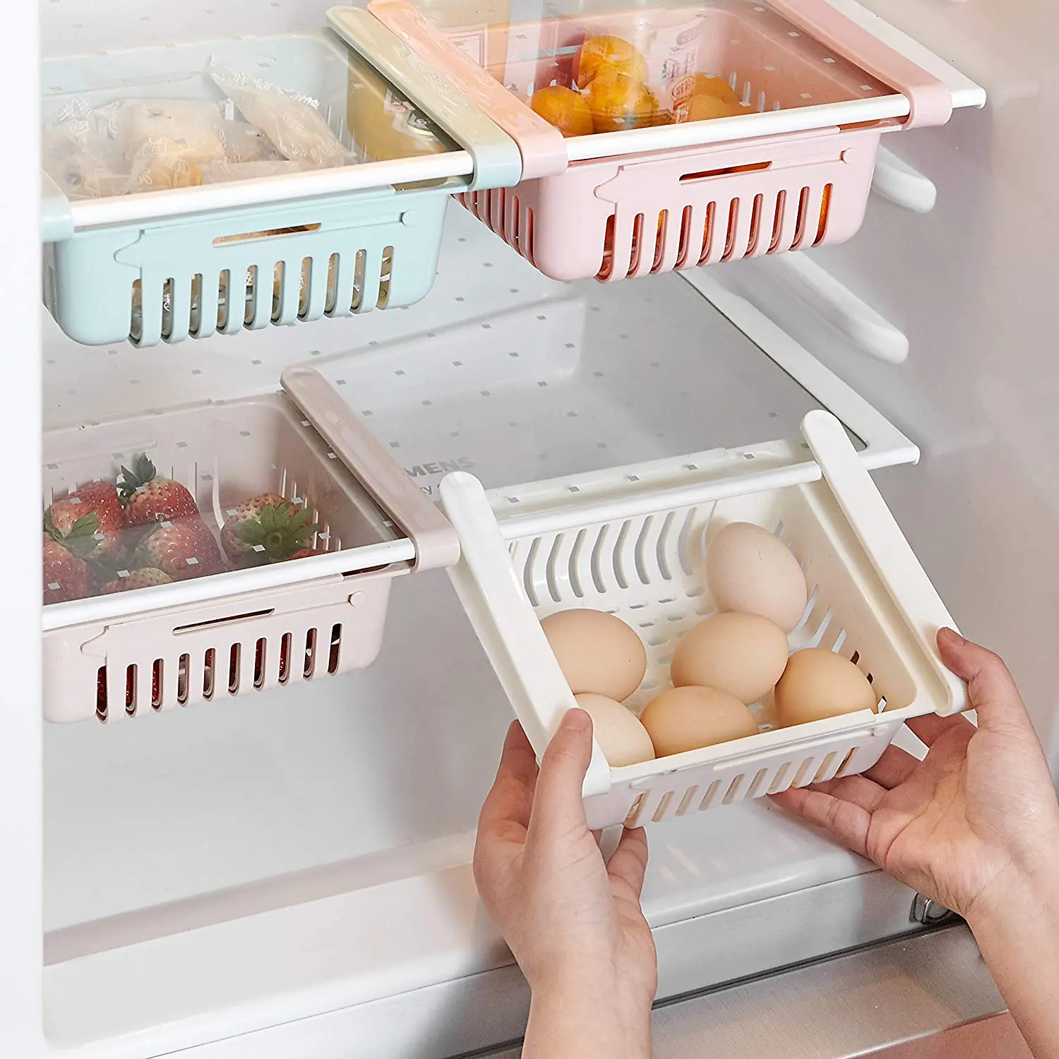 Refrigerator Storage Box Telescopic Compartment Multi-purpose Finishing Refrigerator Fresh-keeping Pull-type Sorting Kitchen