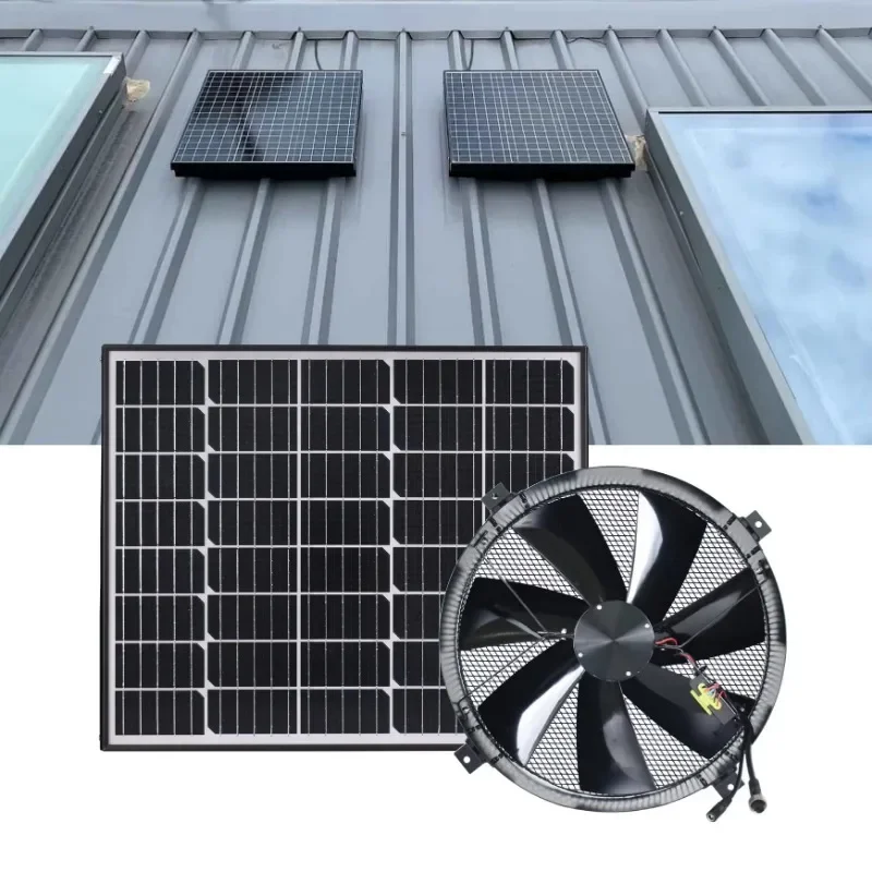 

12 Inch Wall Mounted Waterproof Axial Flow Cooler Fan Solar Powered Ventilation Fan for Greenhouse Hot Air Exhaust Vent Fan