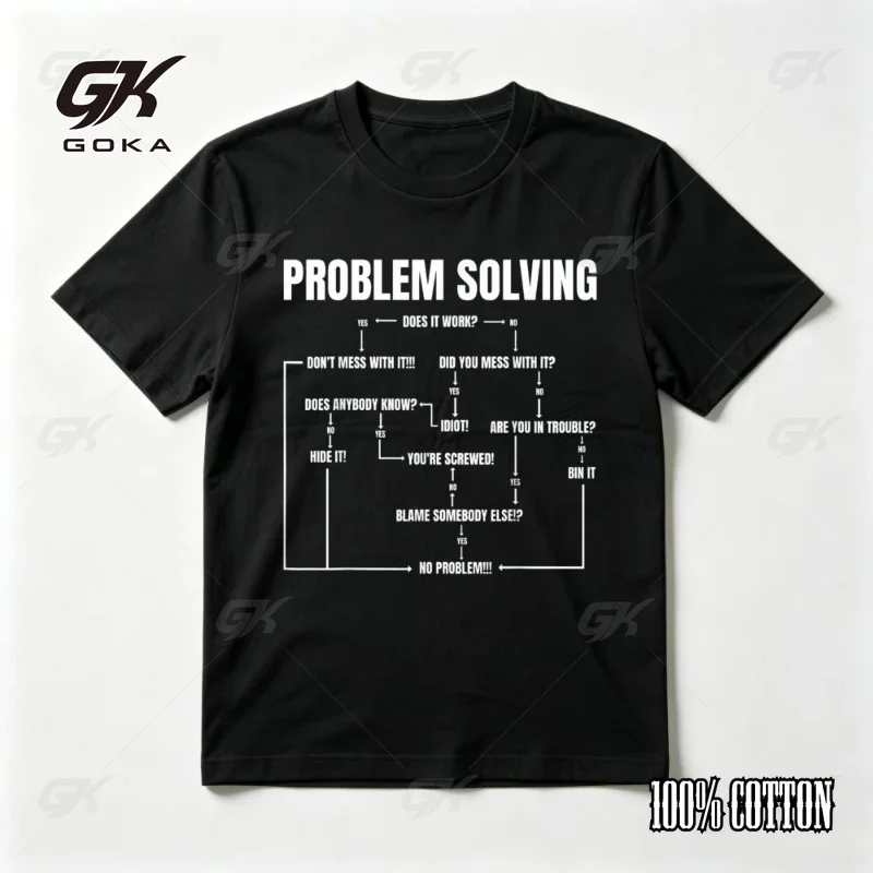 Problem Solving Chart Computer Programmer Men T-Shirt Casual Fashion Loose Hipster Unisex Clothes Short Sleeve O-neck Y2k Tees