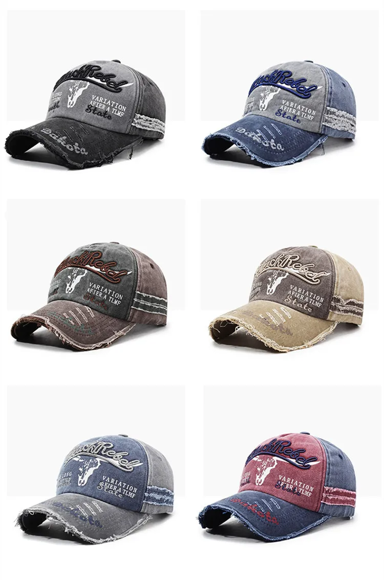 Gewaschene Retro-Baseballkappe, im Used-Look und verstellbarer Sonnenhut – Detail 5