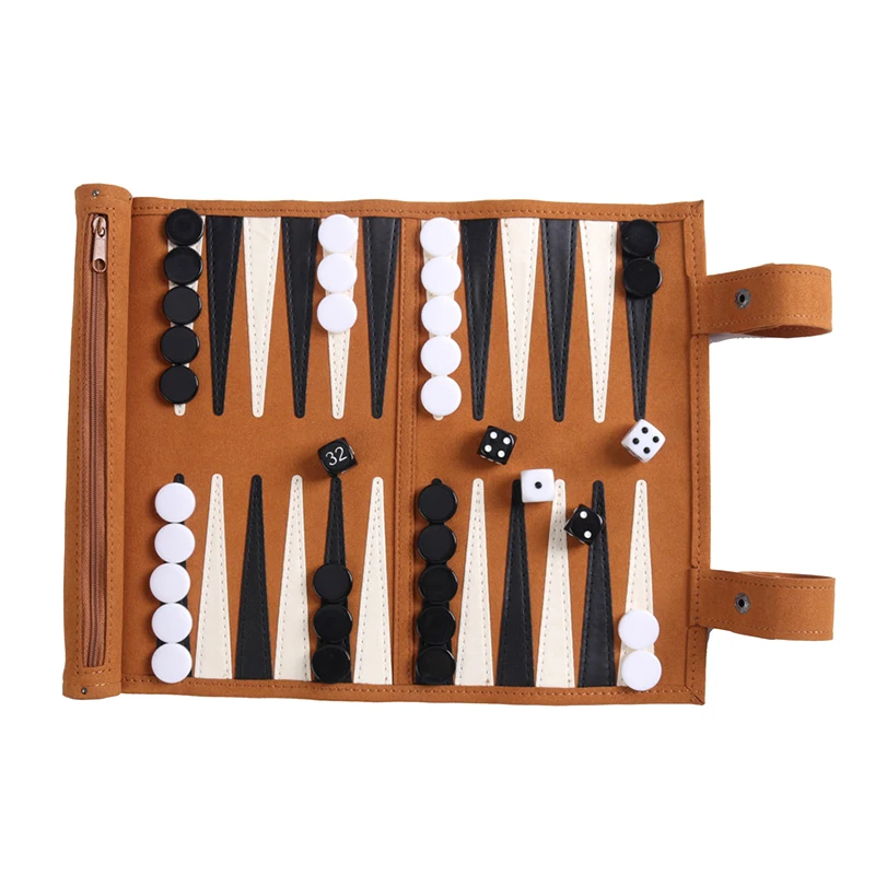 

Portable Plush Roll Backgammon Chess Set Brown Outdoor Board Games for Children Creative Family Checkers Table Games Nice Gifts