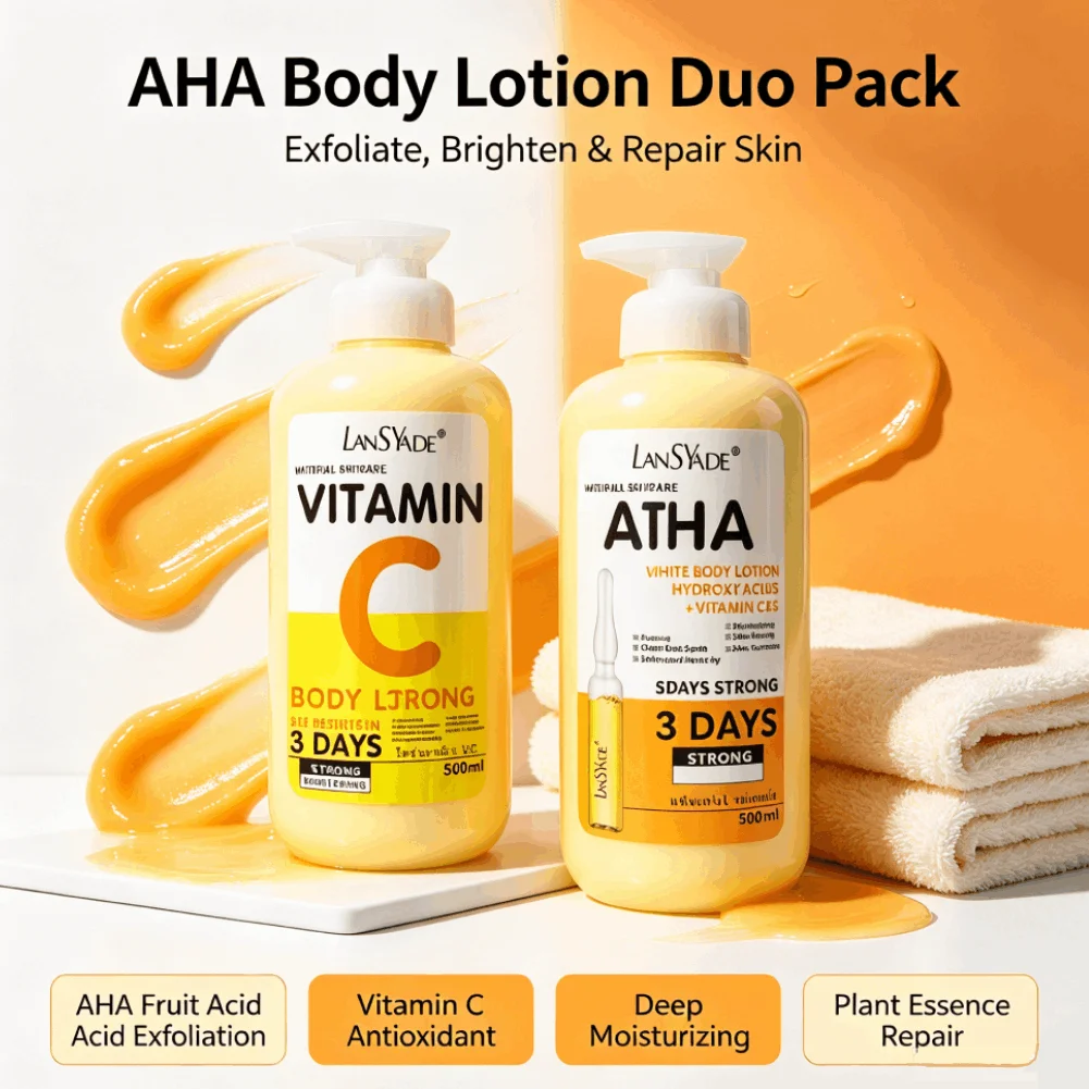 AHA Fruit Acid Exfoliating Body Lotion VC VE Brightening Cream Fade Acne Marks Dark Spots Light Non-Greasy Hydrating Skin Care