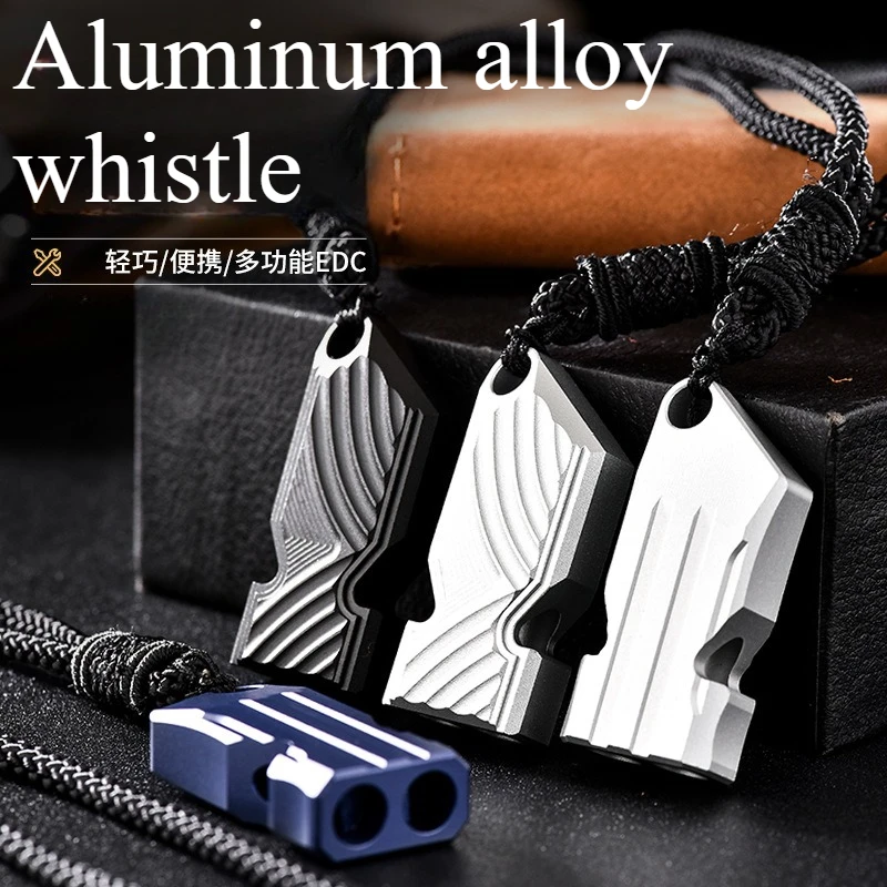 

New Aluminum Alloy Double Tube Whistle Outdoor High Audio Portable Adventure Survival Metal EDC Whistle