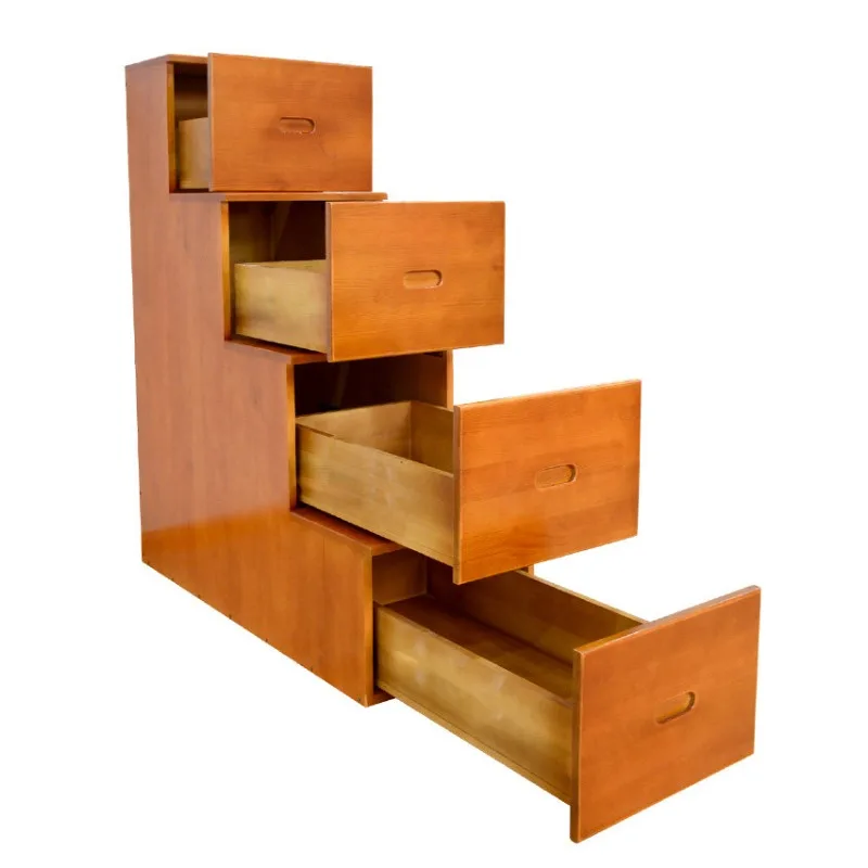

Solid wood household dual-purpose drawer locker, upper and lower bunk storage cabinet steps wooden ladder balcony attic stairs