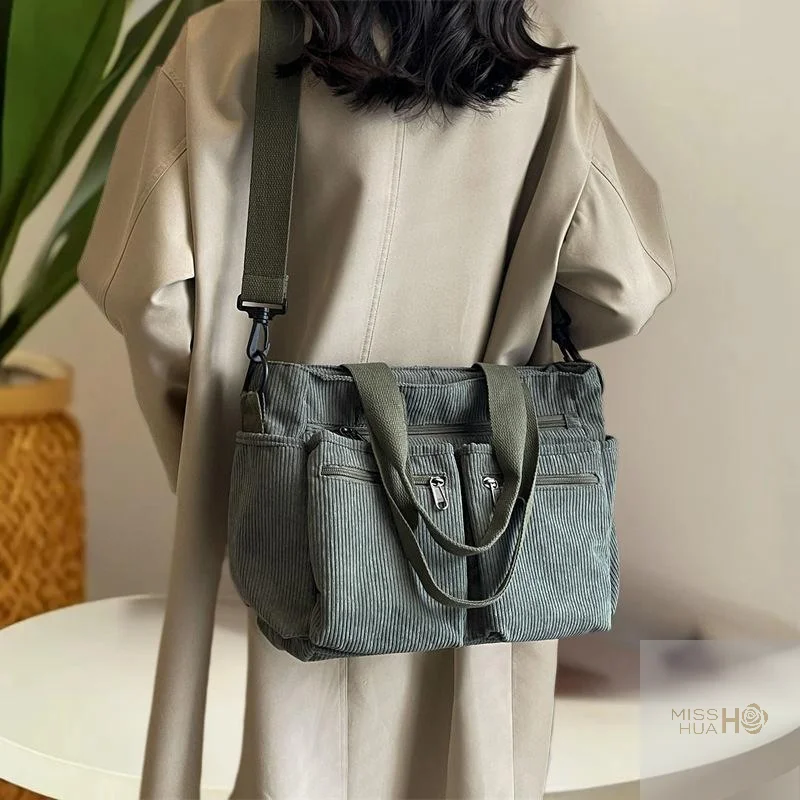 

Комфортная женская вельветовая сумка на каждый день, большая сумка через плечо, минималистичный корейский стиль, идеальный подарок для нее