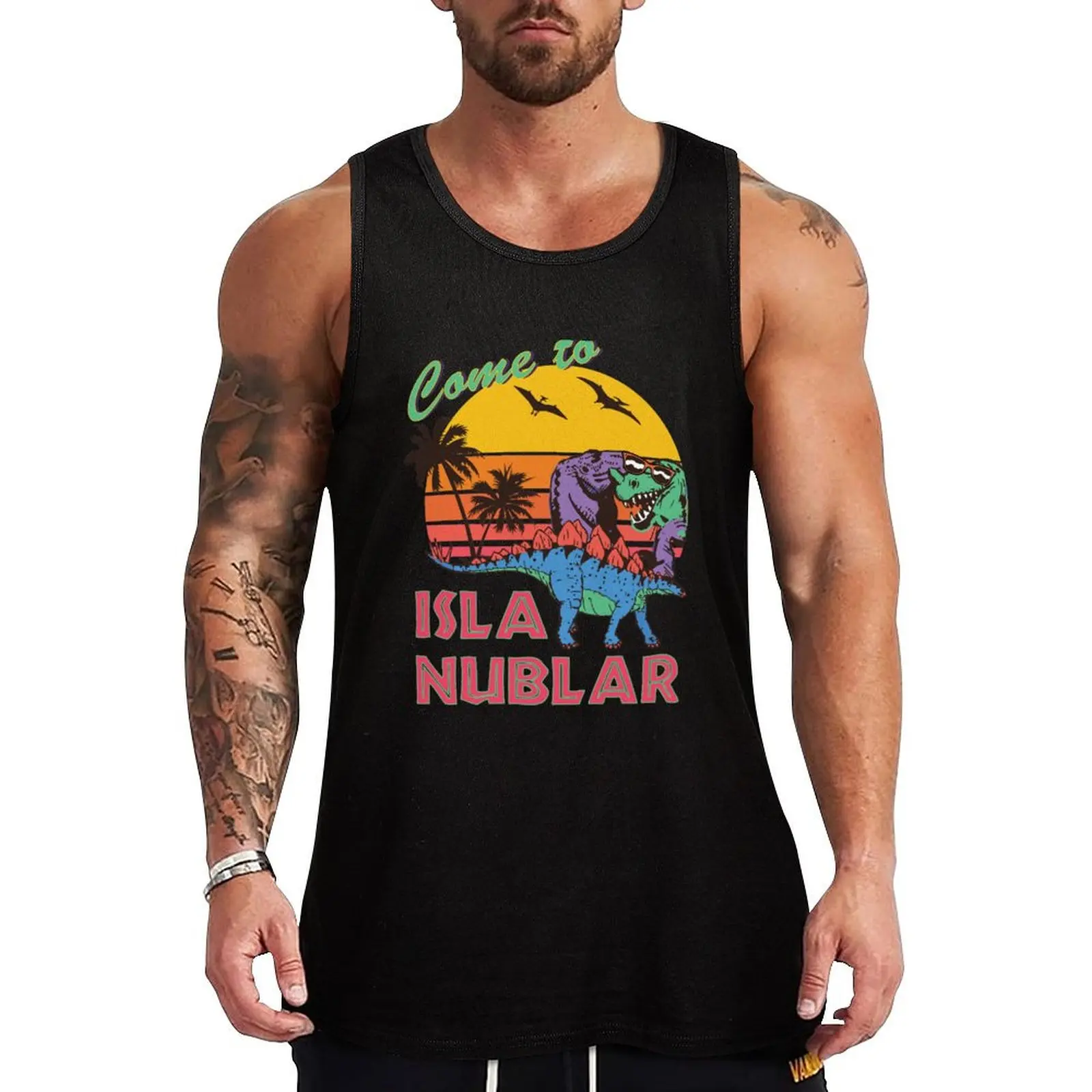 

Isla Nublar Dinosaur Sunset Funny Classic Tank Top Men's tops Men's fitness t-shirt T-shirt man