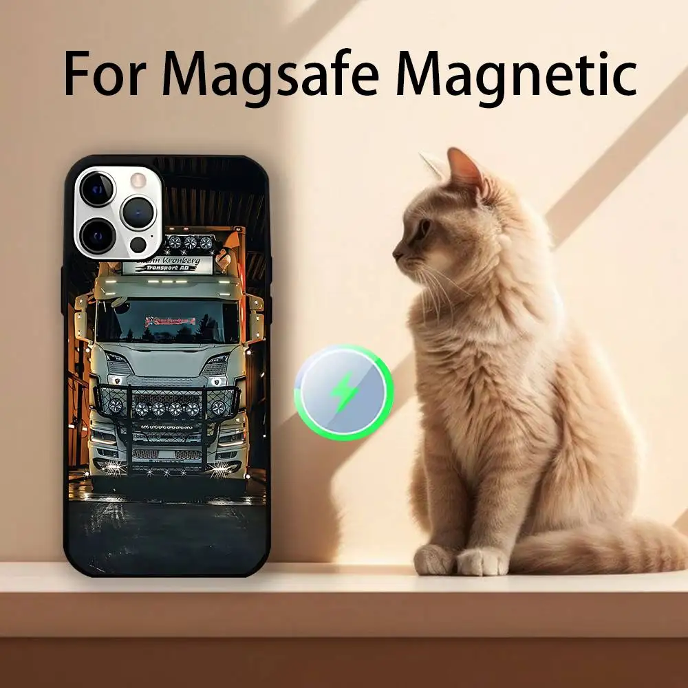 Custodia di ricarica wireless magnetica per auto SA-AB per camion per iPhone 11,12,13,14,15,16,17,Pro,Max,Plus Cover antiurto