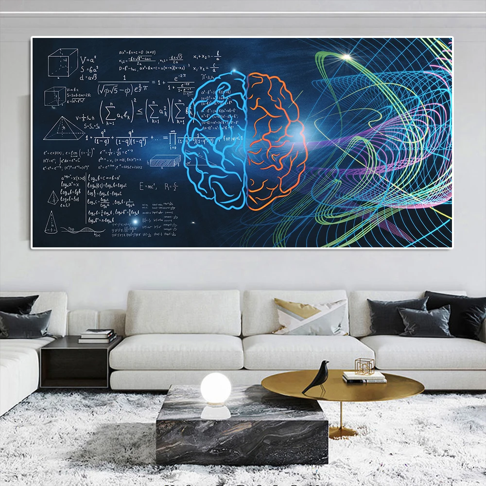 1pc frameless Canvas Painting Abstract Brain Anatomy Poster Print Artistic Left Right Brain Hemisphere Canvas Painting Science E