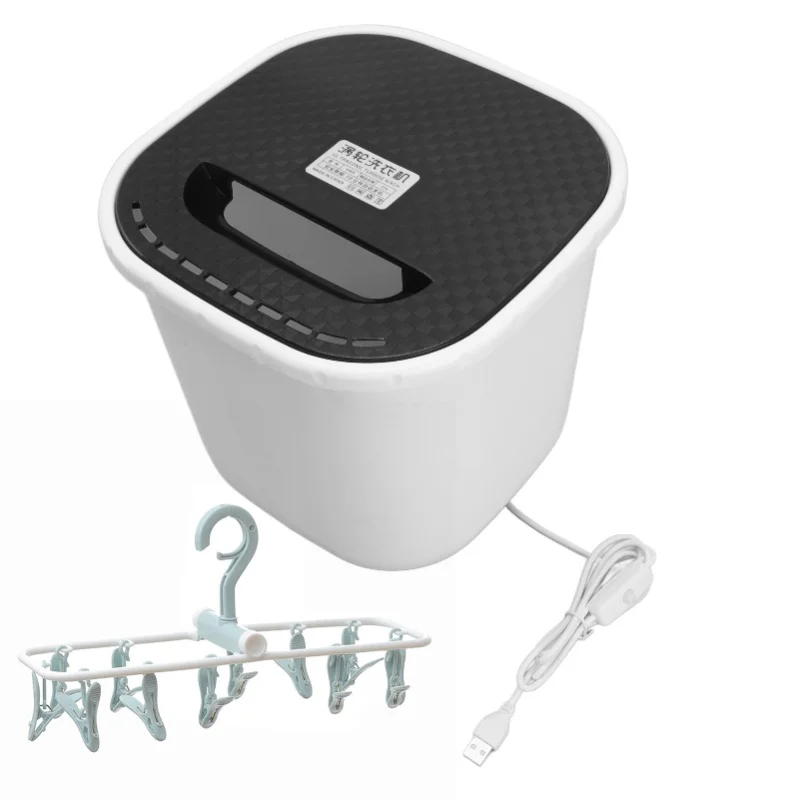 Portable Washing Machine USB Powered Mini Turbo Washing Machine With Clothes Drying Rack 6L Capacity 30 Minutes Auto Power Off