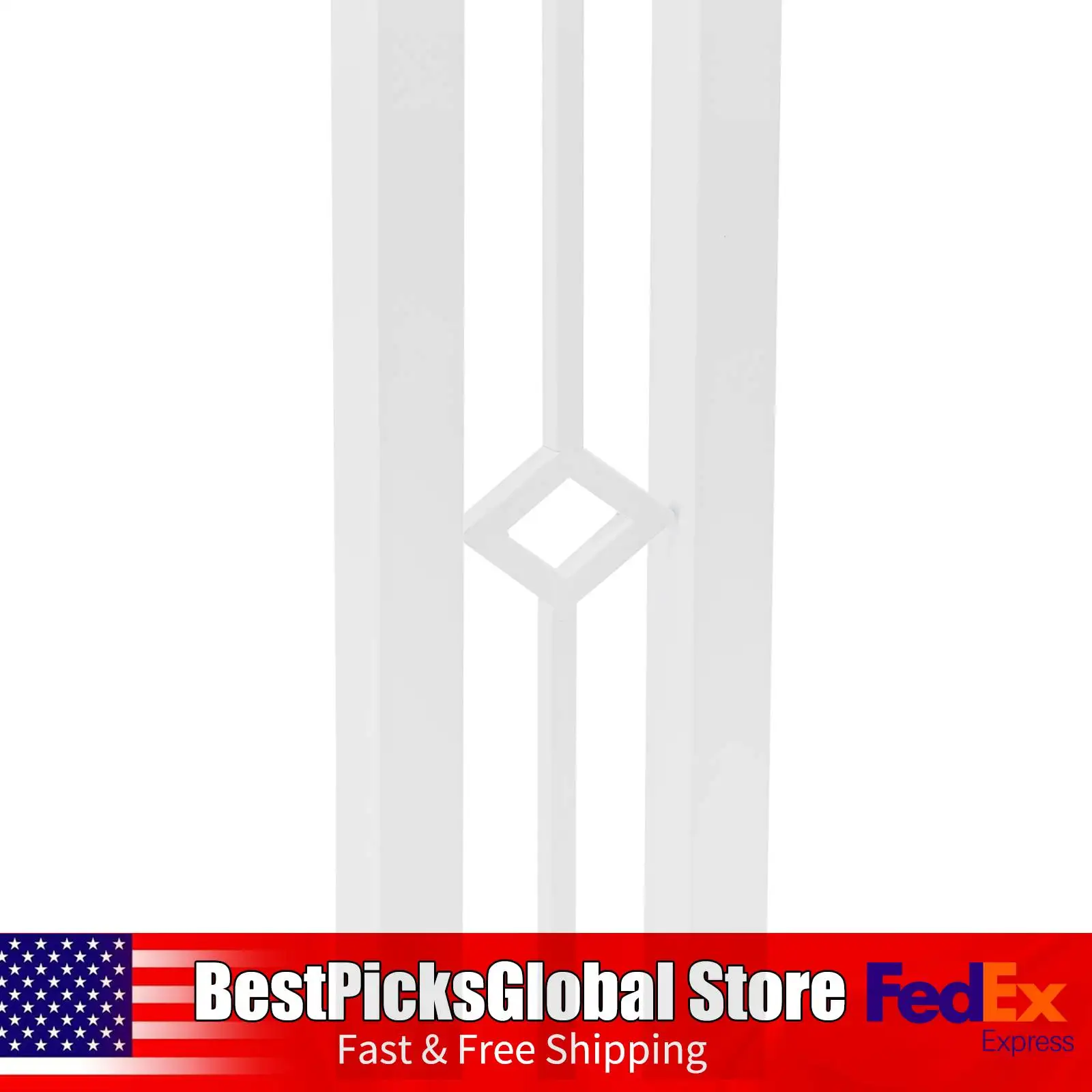 قطعتان من درابزين الدرج على شكل حرف U، نمط ماسي، أبيض/أسود، قضبان يدوية حديدية مزخرفة للممر، ارتفاع 35.43 بوصة