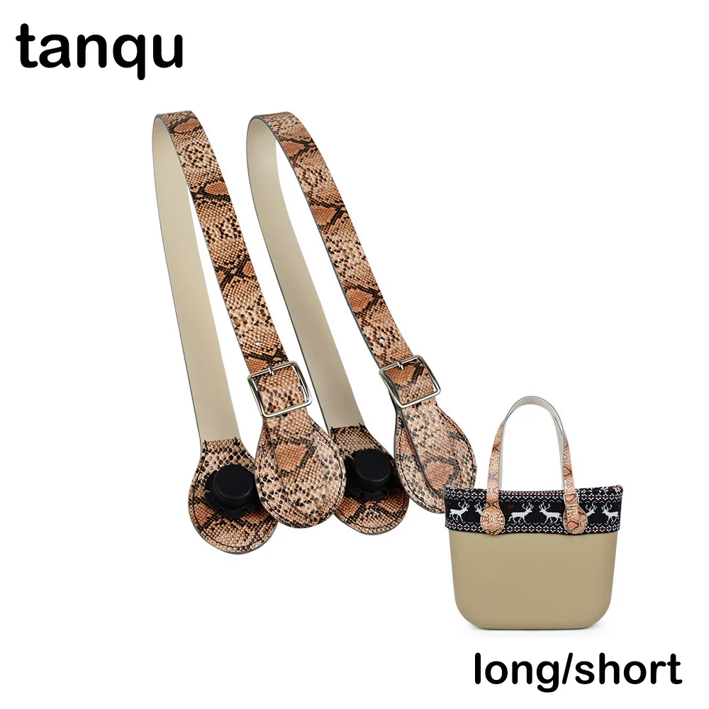 TANQU Long Short flat Faux Snake Skin handles for Obag Adjustable leather Handle with Drop Buckle for O Bag OCHIC Obag \'50