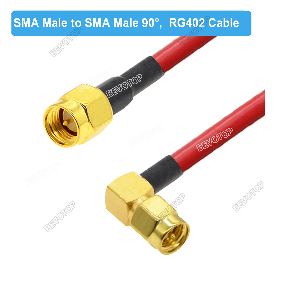 SMA Male to SMA Male 90° Connector RF Coaxial Cable RG402 Semi Flexible 0.141