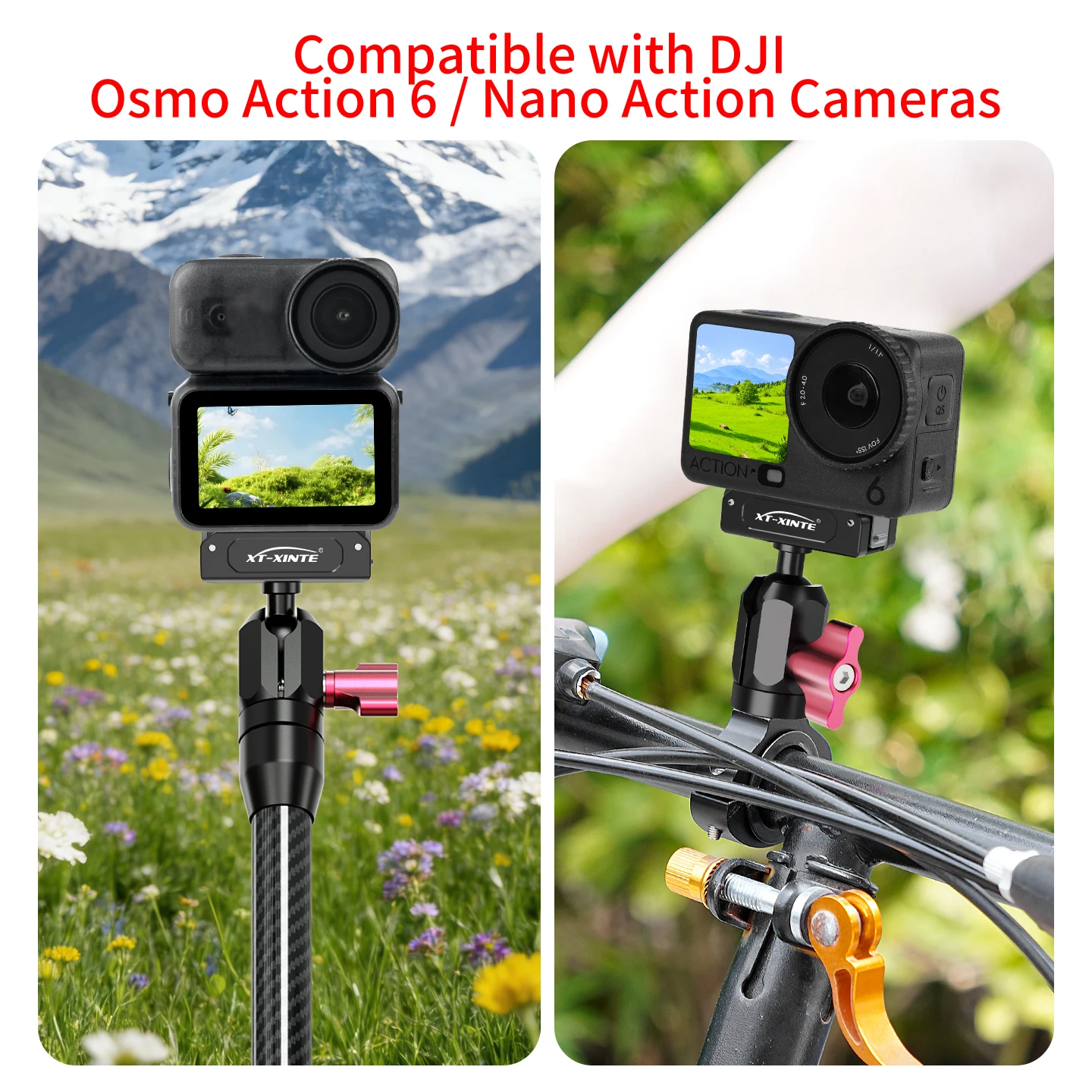 17mm Kugelkopf Magnetische Schnellverschluss-Halterung für DJI Osmo Action 6/5/4/3/Nano 360 ° Verstellbare Klemme 1/4" ARRI-Befestigung – Detail 3