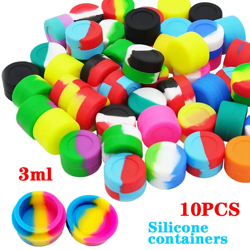 10Pcs 3ML Nonstick Silicone Container Non-stick Oil Wax Storage Box Silicone Jar Travel Face Cream Liquid Ointment Container