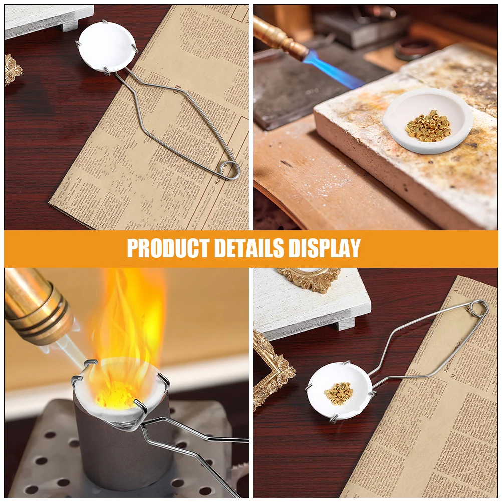 

1 set Crucible Set Melting Furnace Clamp Tongs Dish Bowl Jewelry Metal Smelting Tool Silver Gold Home Use Steel Material High