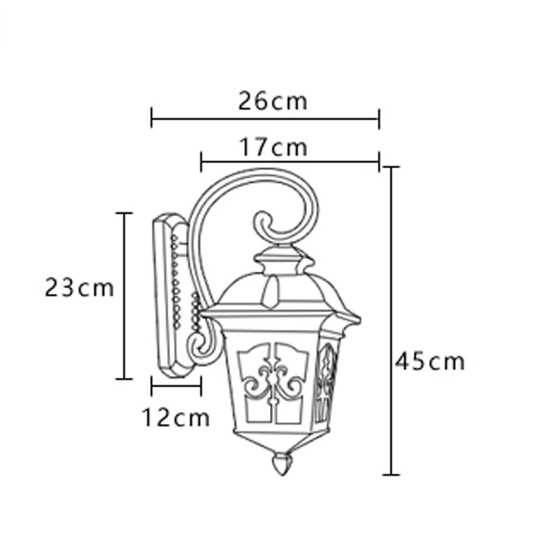 Europeu impermeável ao ar livre LED Wall Lamp, Corredor Sconce, Villa e Varanda, Corredor e Pátio, Fixture Lamp