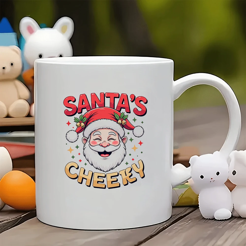 

11oz Cup + Cartoon Santa Claus + Red Christmas Hat + Kids Cup + Christmas Gift + Family Office Coffee Cup