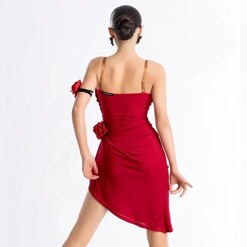 Adult Samba Performance Wear Stage Training Costume New Latin Dance Dress Women's Tango Rumba Dance Sling Dresses