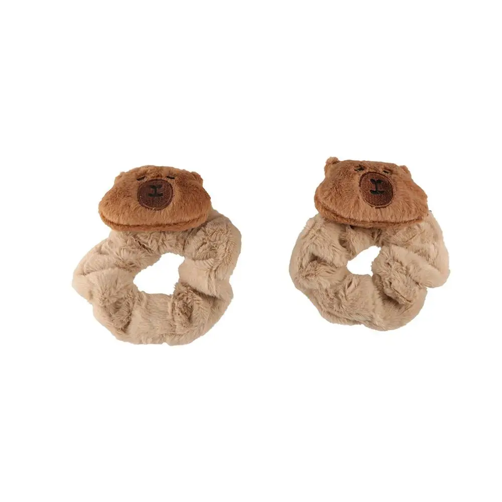 حبل شعر كابيبارا شارك كبير من القطيفة على شكل سلحفاة مرنة من كابيبارا، حلقة شعر ناعمة بطيات للفتيات