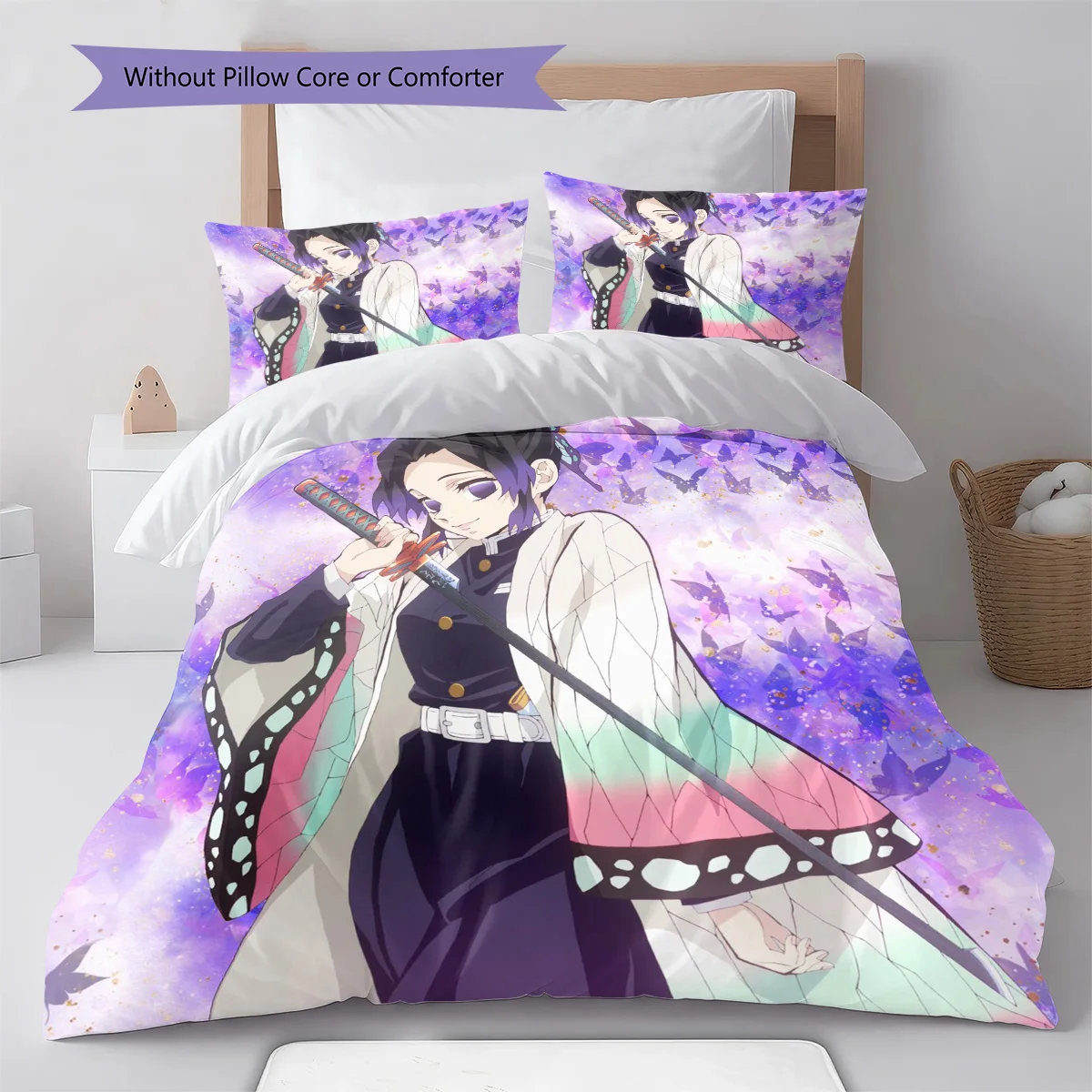 Demon Slayer Nezuko Kamado Front View Bedding Set Anime Duvet Cover Polyester Soft Comforter Cover -QJY