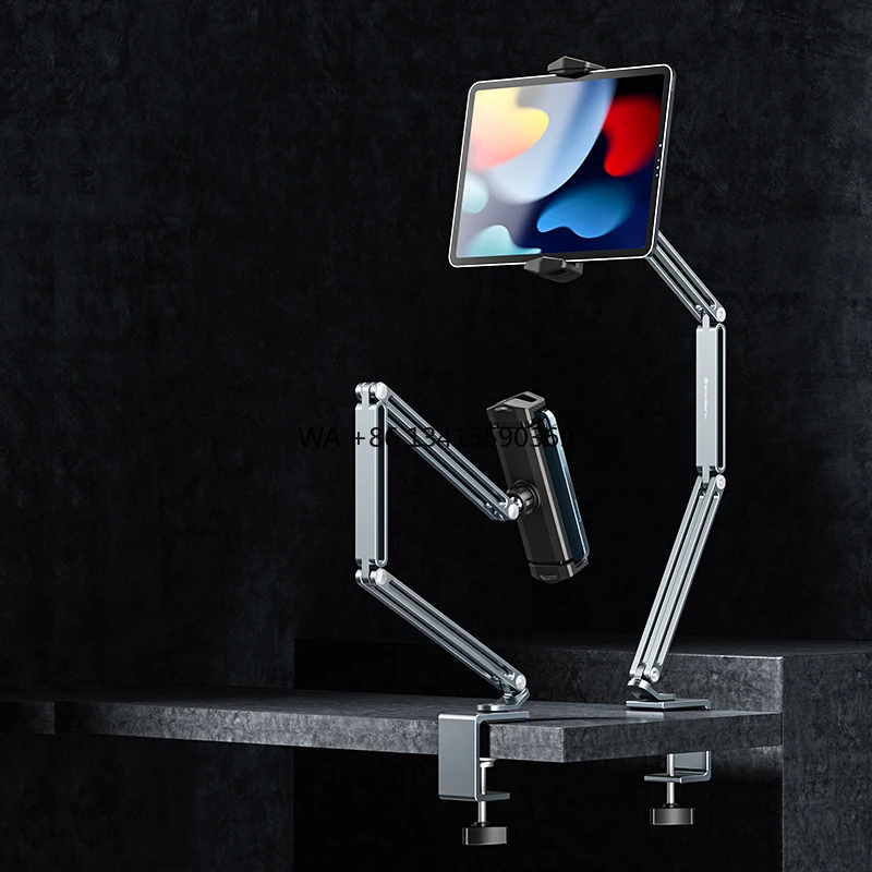 

Aluminum 360 Rotation Metal Long Arm Lazy Tablet Mobile Phone Stand Clamp Lazy Holder Desk Bed Clip