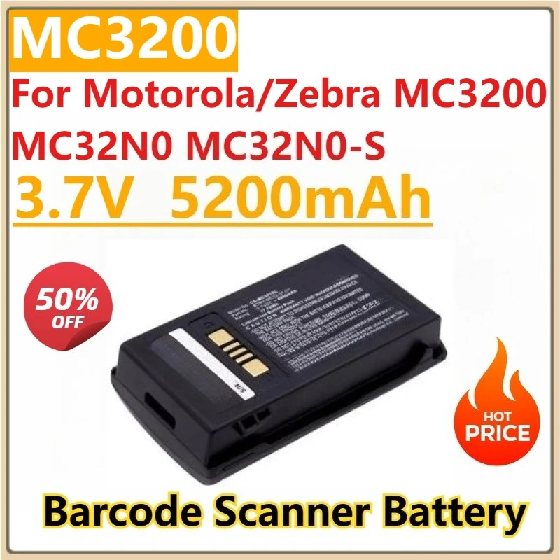 New Barcode Scanner Battery 3.7V 5200mAh 82-000012-01 BTRY-MC32-01-01 for Motorola/Zebra MC32N0 MC3200 MC32N0-S MC33 MC3300