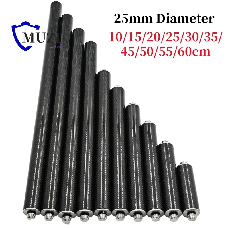 Brand New 10/20/30/40/50/60CM Carbon Fiber Pole Antenna Extend Section Pole Surveying Pole GPS Rod Diameter 25mm 5/8 X 11 Thread