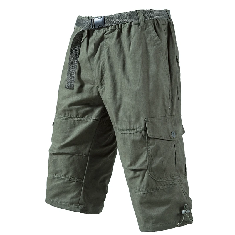 Mens Crop Pants Casual Cargo Shorts Zipper Pockets Light Weight Summer Cool Breathable Short Pants 3/4 Sweatpants