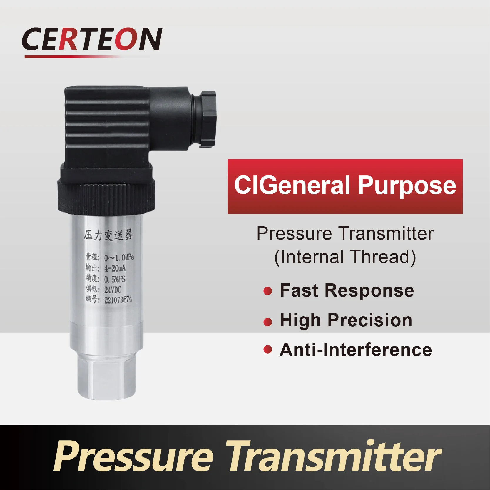 

G1/4 G1/2 NPT1/4 NPT1/2 Internal Thread Pressure Transmitter Diffused Silicon Sensor Compact Design 4-20mA Output