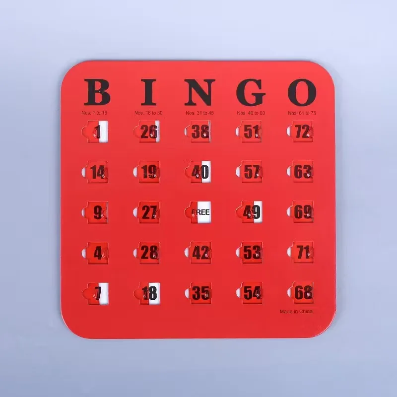 5PCS Reusable Bingo Game Cards With Sliding Windows Easy To Read Logical Thinking Party Board Game Gifts