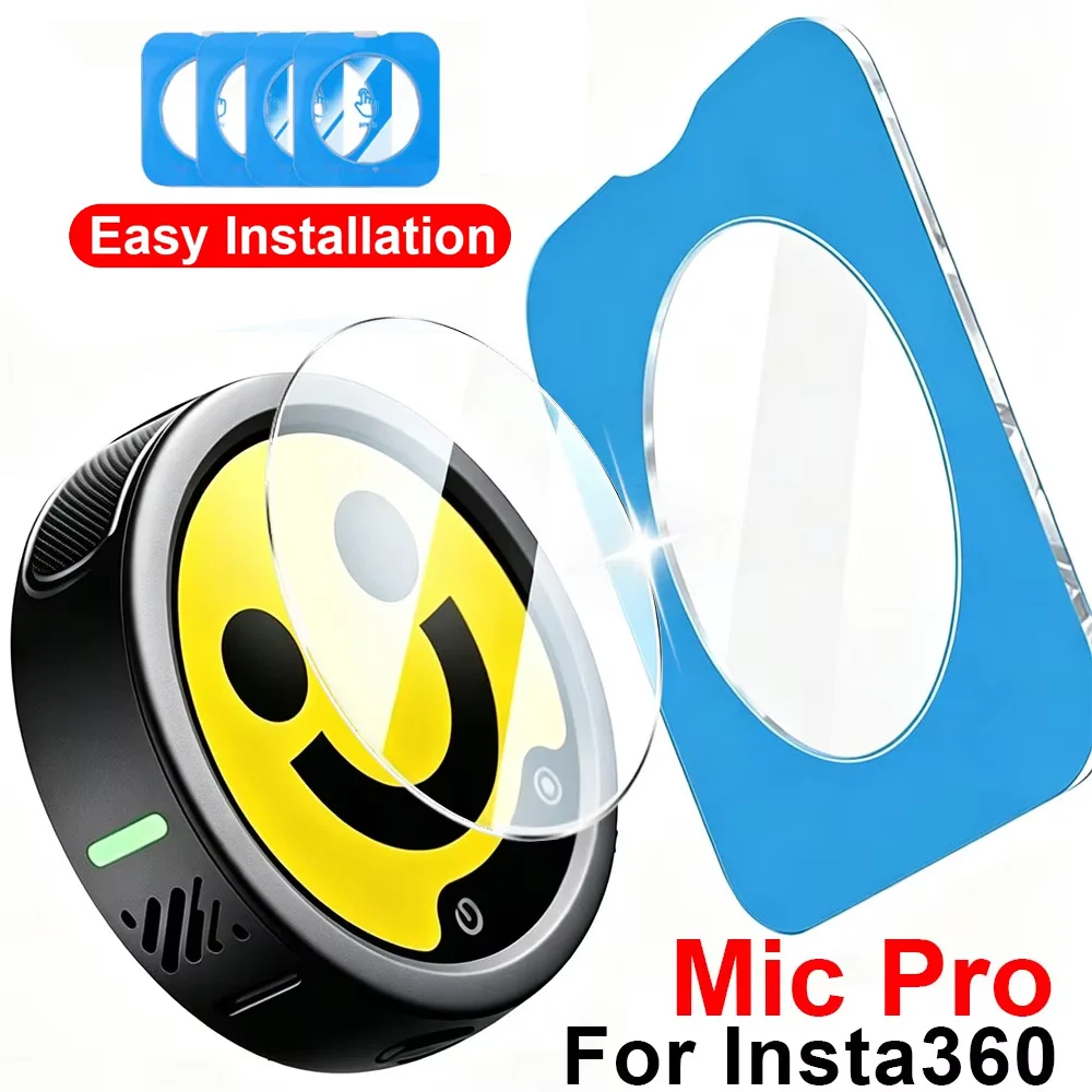 1-2PCS Premium Screen Protector For Insta360 Mic Pro Ultra-HD Anti-scratch Tempered Glass with Auto-alignment Installation Kit