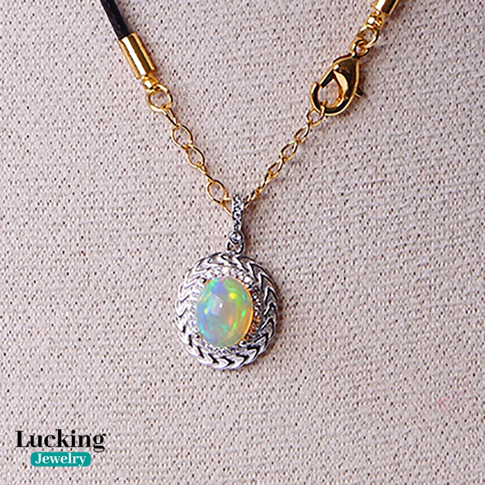 

Top Natural Sparkling Australian Opal 925 Silver Pendant Fine Jewelry Gemstones Anniversary Gift for Women Girls