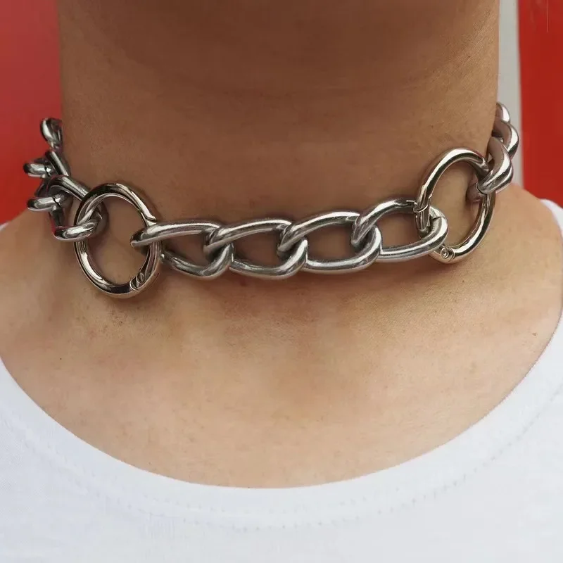 Hyperbole Minimalist Thick Clavicle Chains Choker Necklaces for Men Women Punk Rock Vintage Round Necklace Dancing Jewelry 2023