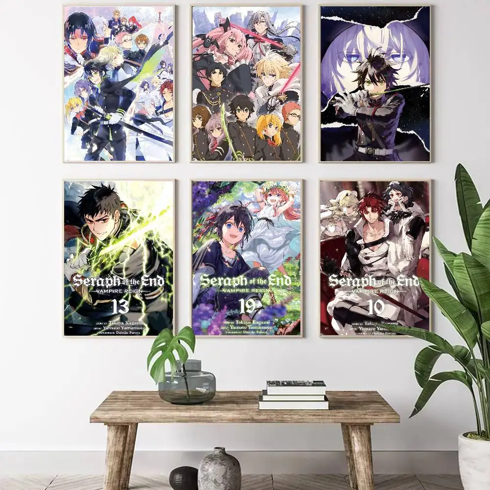 Anime Seraph Of The End Poster Art Sticky Wall Waterproof Home Living Room Bedroom Bar Aesthetic Decoration